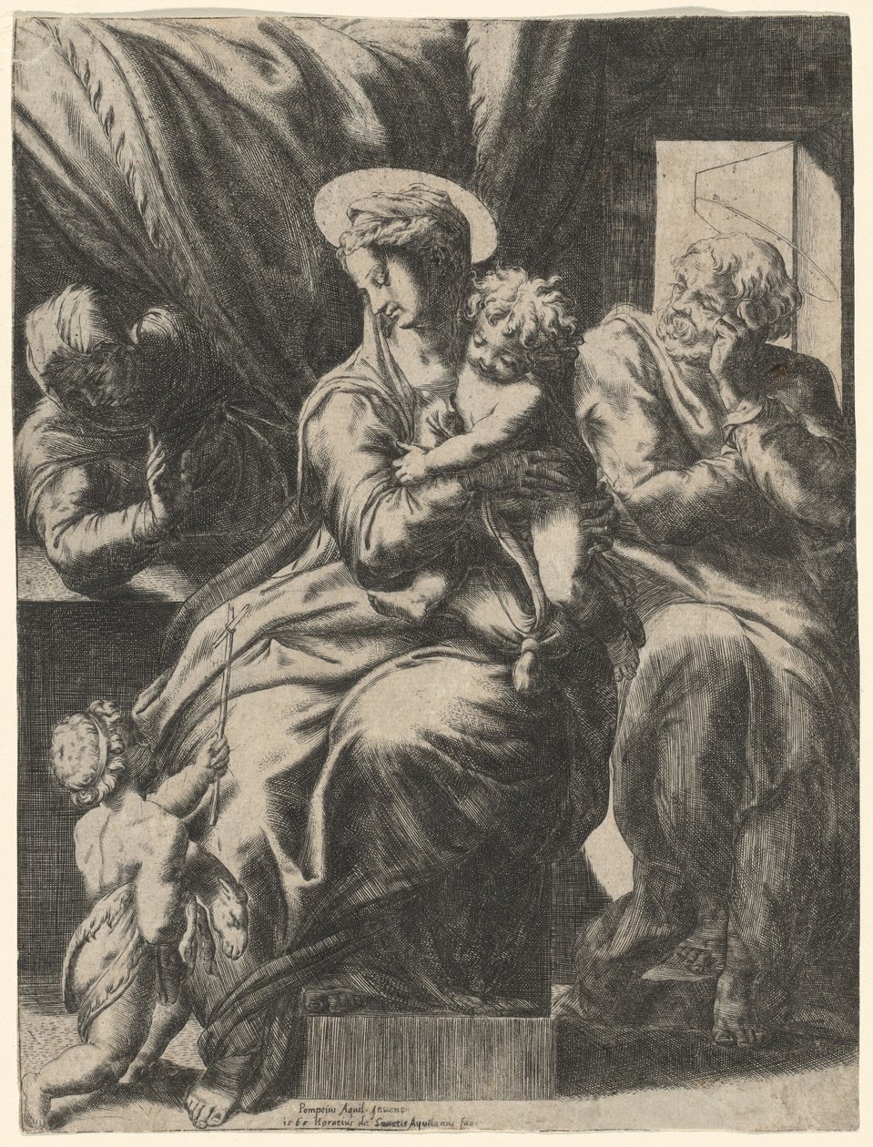 Sagrada Familia con Santa Isabel y el Joven Juan el Bautista de Orazio de Santis, after Pompeo Cesura
