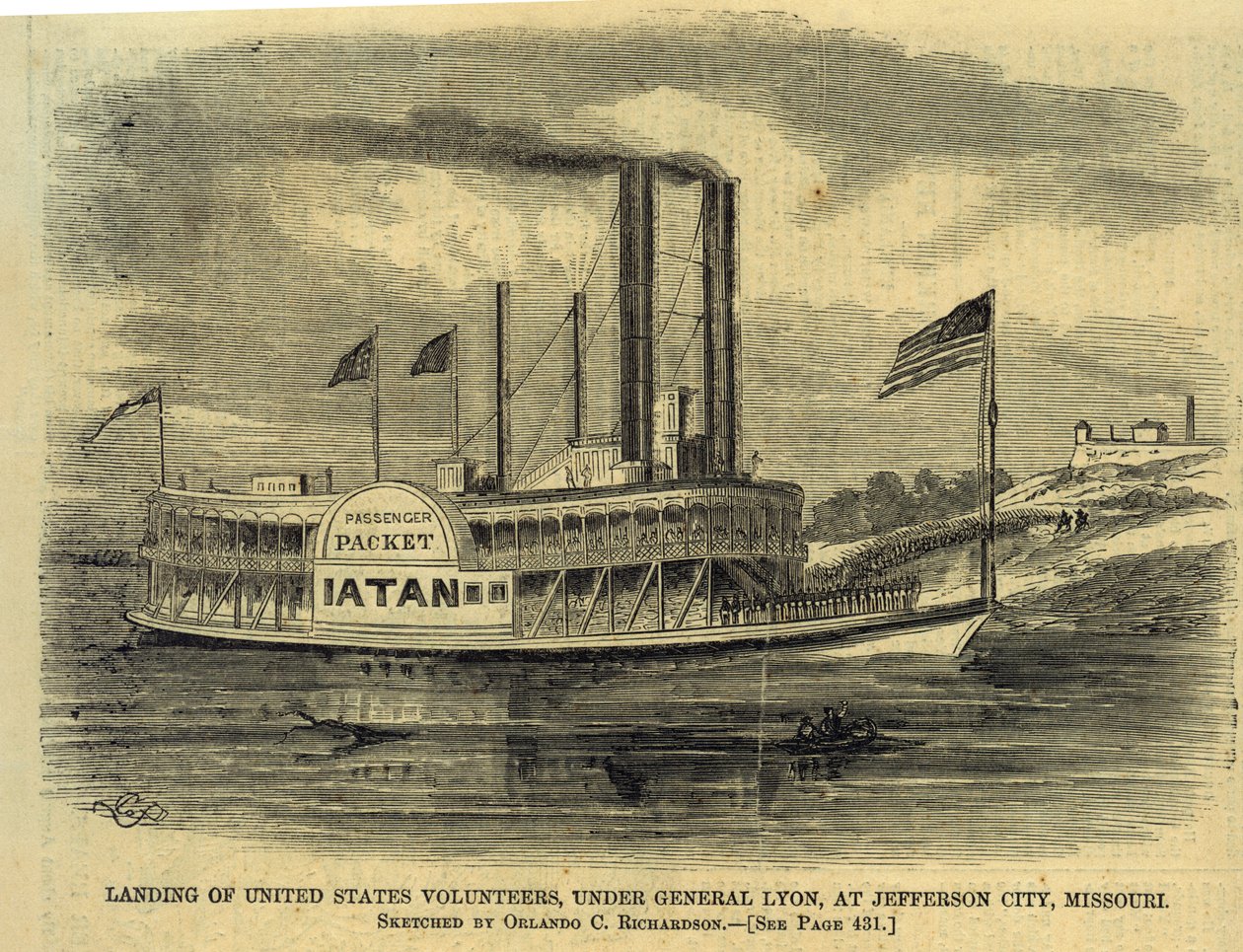 Desembarco de Voluntarios de los Estados Unidos, bajo el General Lyon, en Jefferson City, Missouri de Orlando C. Richardson