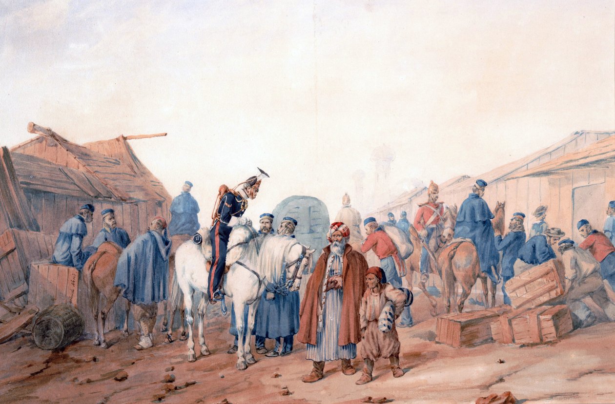 Base de suministros del ejército británico en el puerto de Balaclava de Orlando Norie