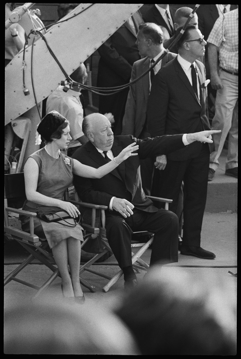 Princesa Margarita y Alfred Hitchcock en el set de 