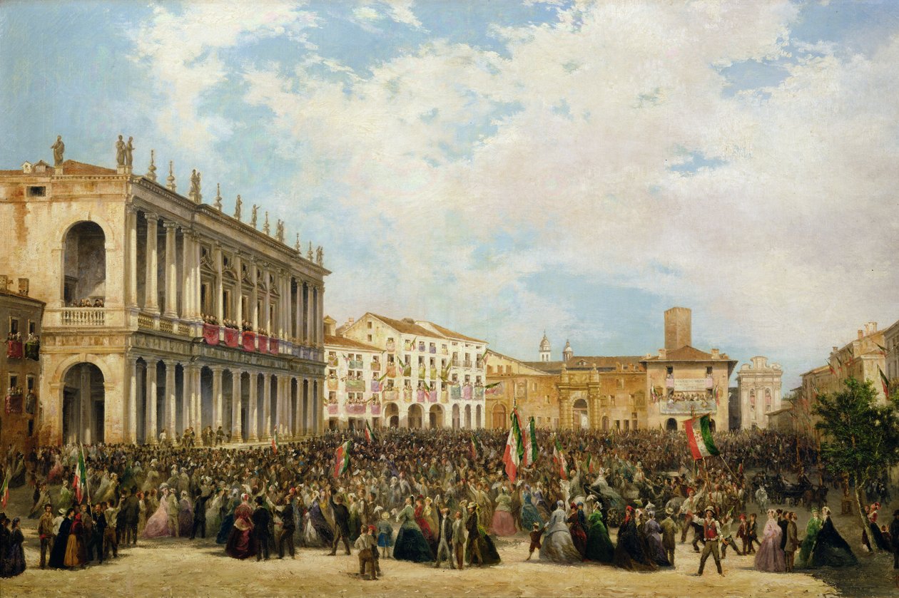 Víctor Manuel II se muestra al pueblo de Vicenza desde el balcón del Palazzo Chiericati de Orsola Faccioli Licata