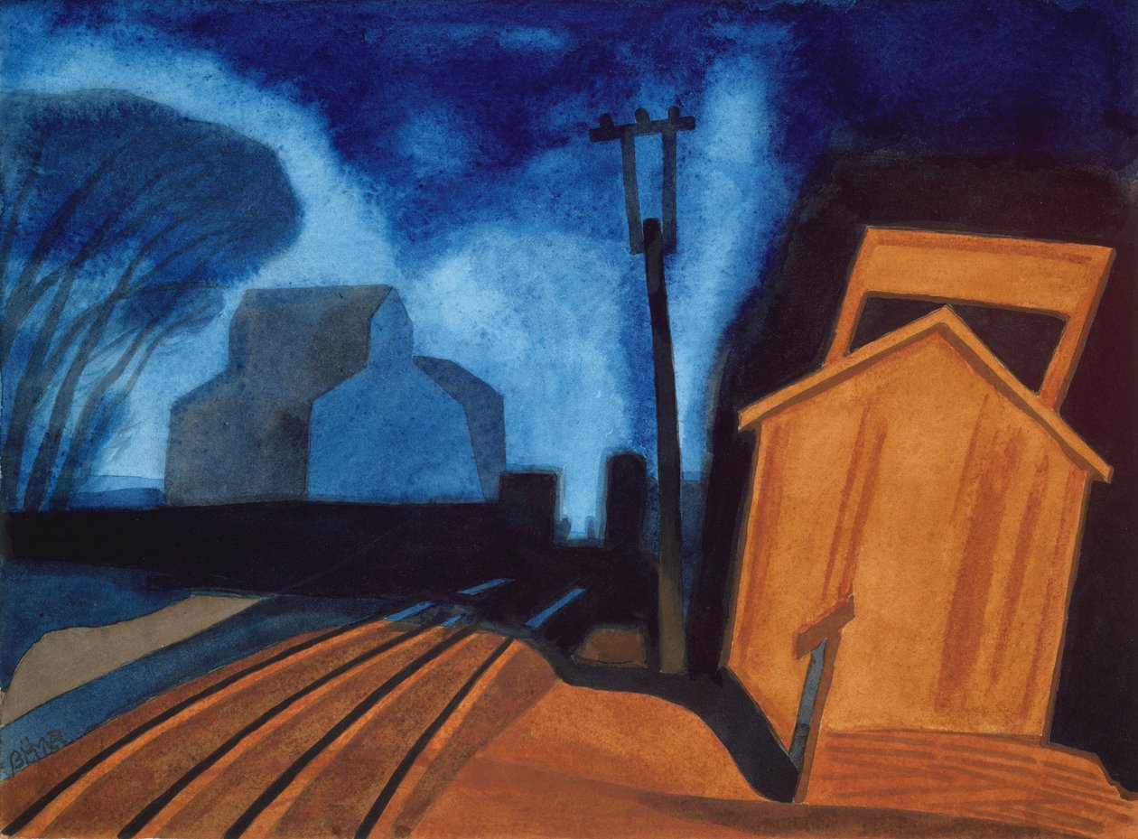 Estación de bandera, Elizabeth, Nueva Jersey, 1925 de Oscar Florianus Bluemner