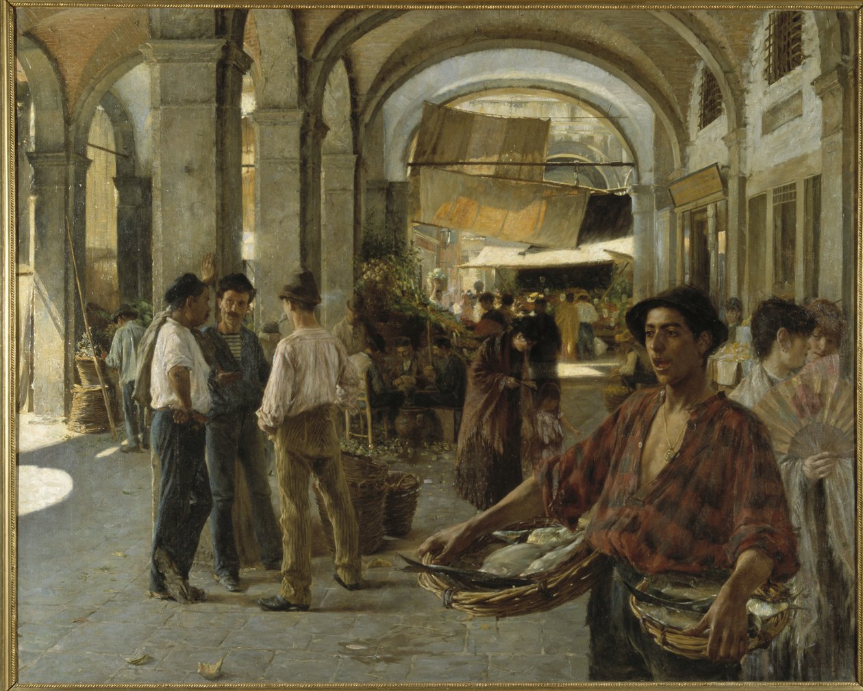 Un mercado cubierto veneciano, 1887 de Oscar Gustaf Bjorck