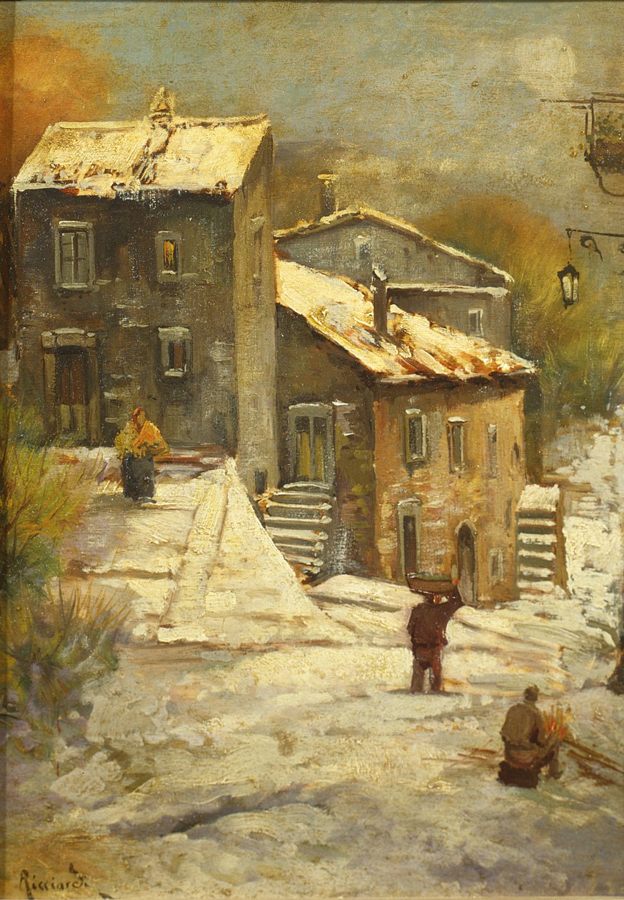 Figuras en un Pueblo Nevado de Oscar Ricciardi