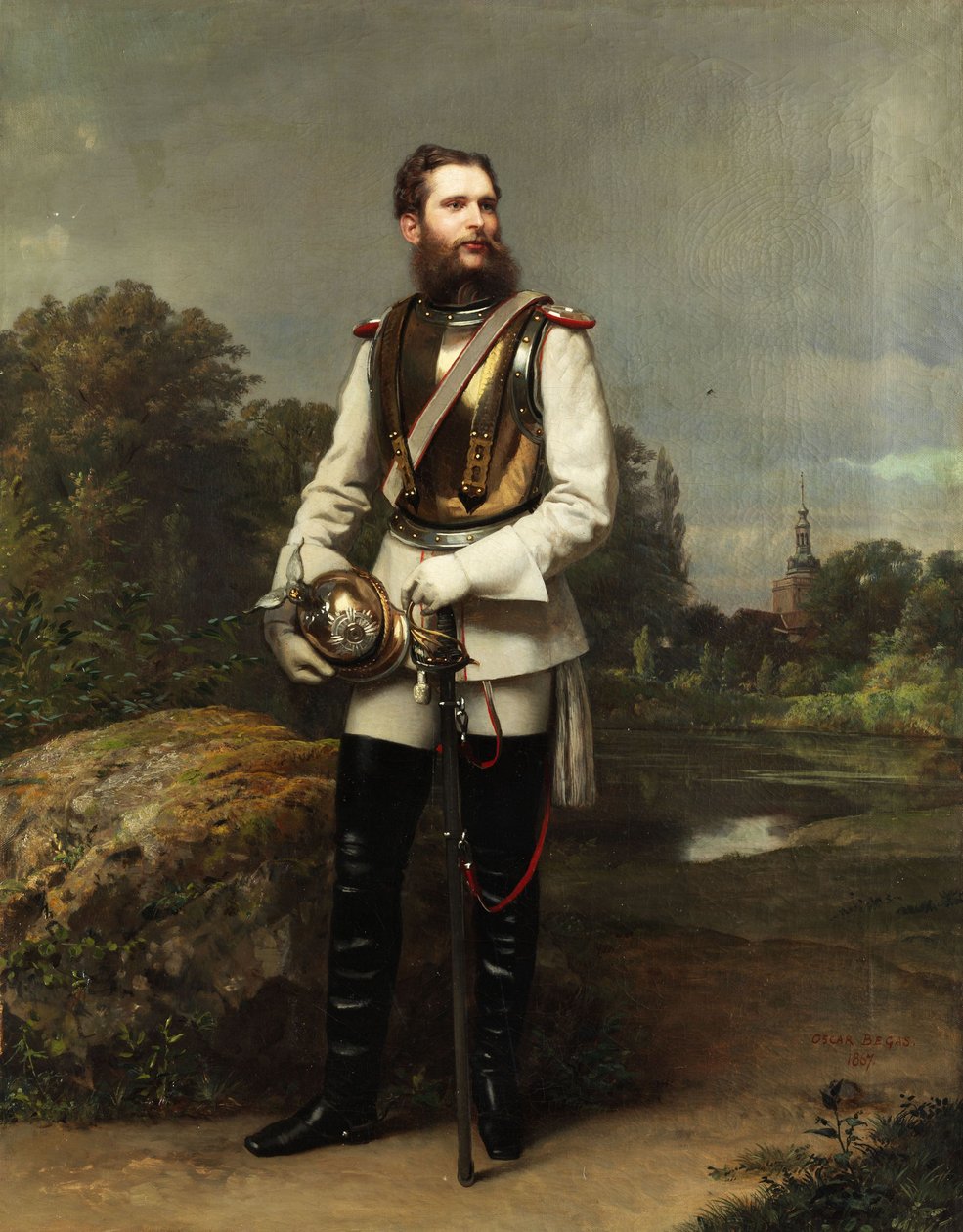 El príncipe heredero Federico Guillermo de Prusia. Firmado y fechado "OSCAR BEGAS 1867" en la parte inferior derecha del camino. de Oscar Begas