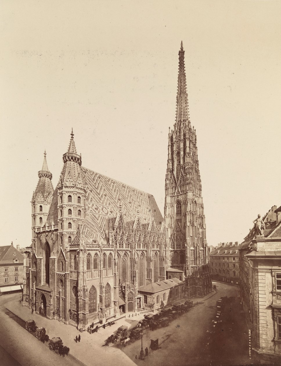 1.º, Stephansplatz 1 - Catedral de San Esteban - fachadas oeste y sur - vista elevada de Oscar Kramer