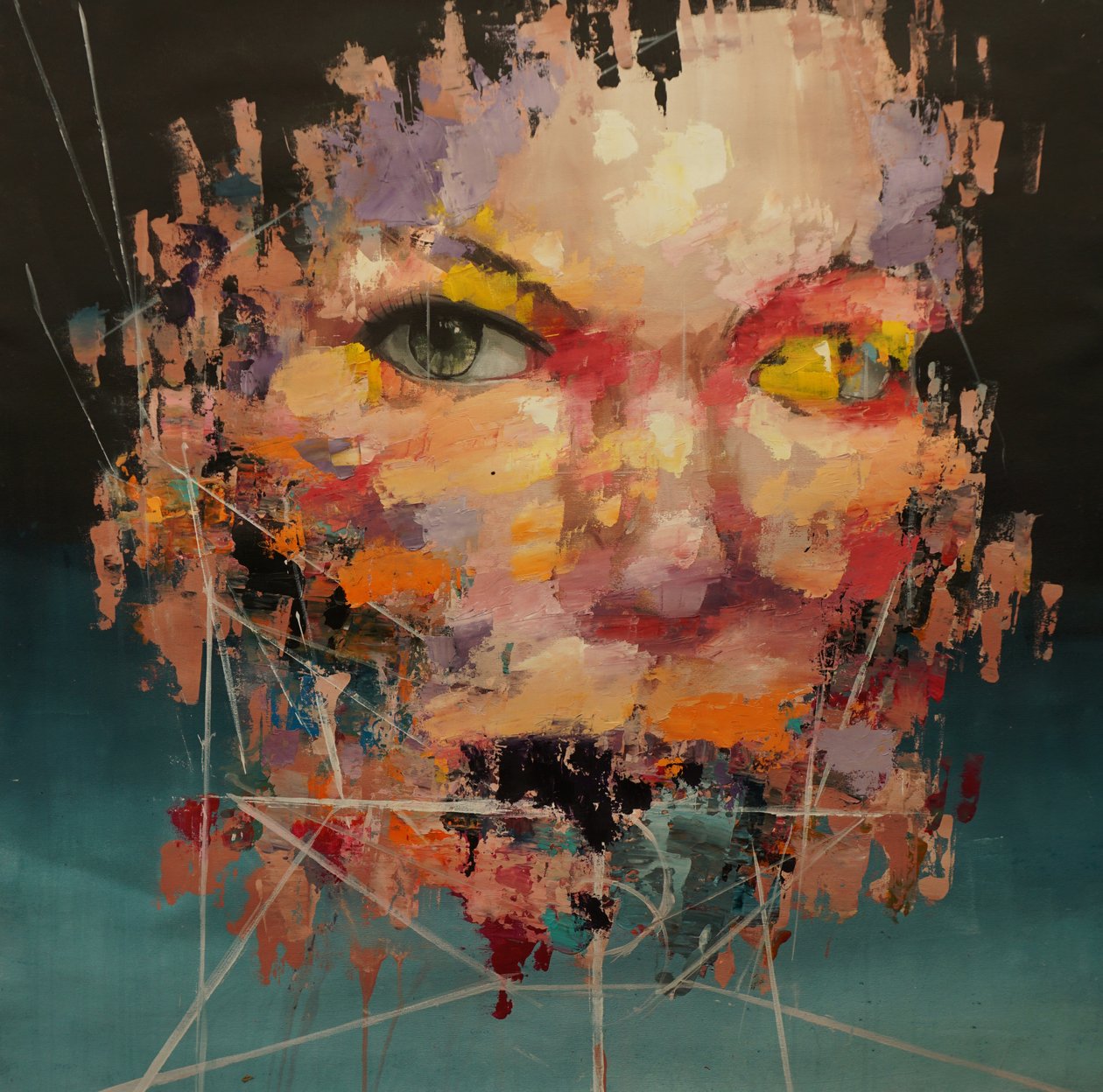 Distorted Color Model 2 , 2018-2025 (acrílico y óleo sobre lienzo) de Oscar Nin