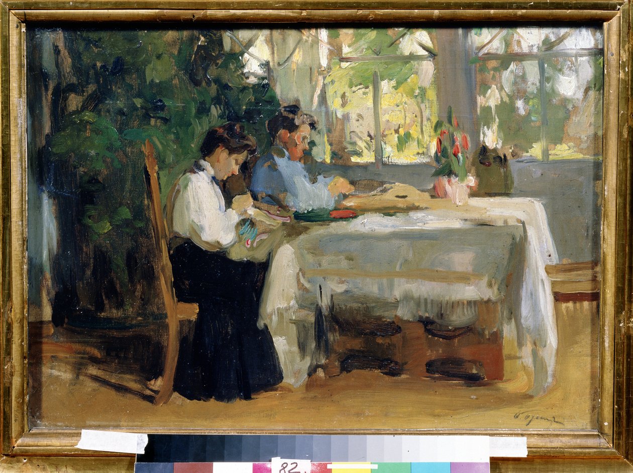 Pintura "Dance la Veranda" de Osip Emanuilovich Braz (1872-1936) Museo de Arte Estatal A. Radishchev, Saratov de Osip Emmanuilovich Braz