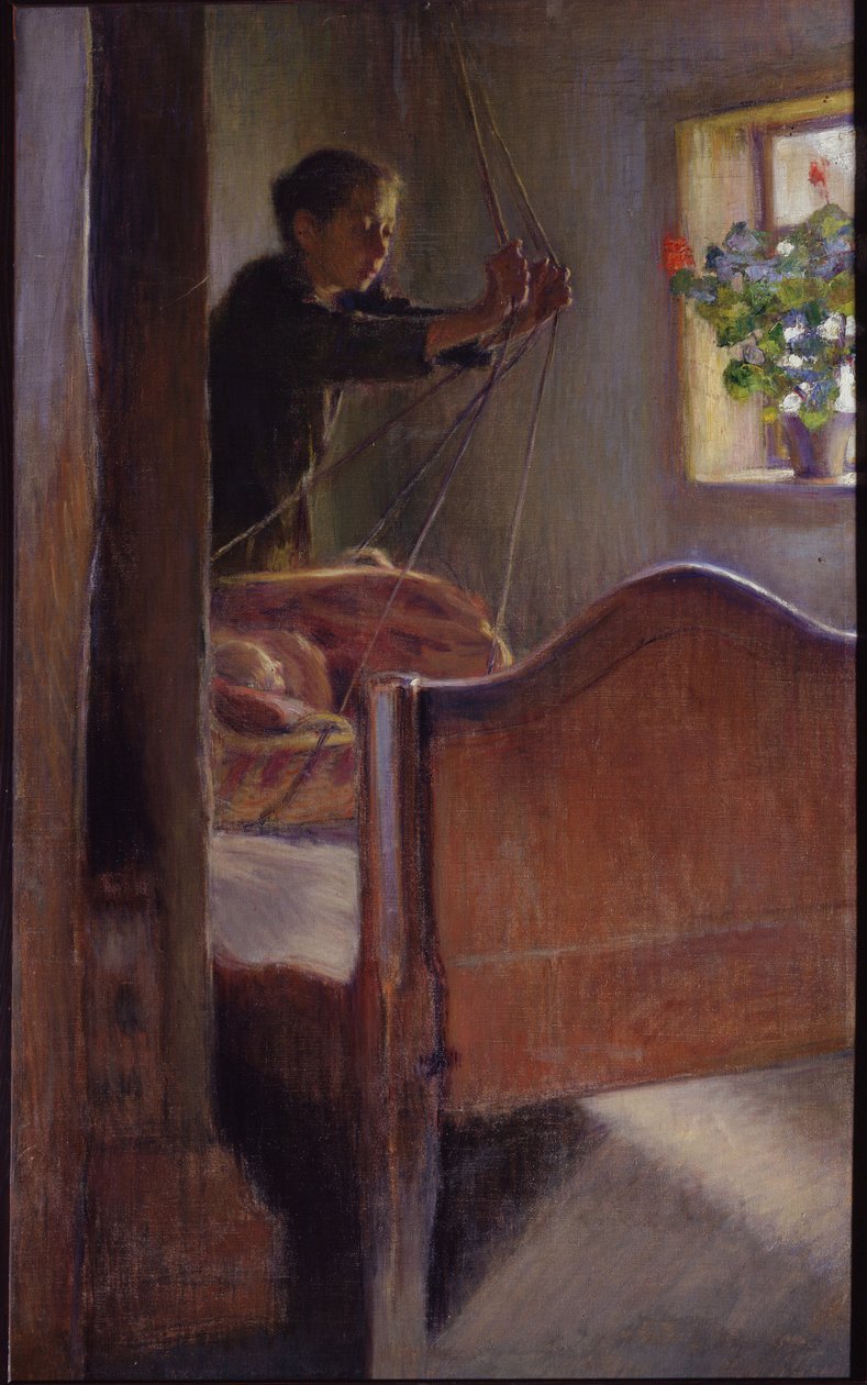 Pintura ""La cuna"" de Osip Braz (1872-1936) 1894 Museo Estatal de Arte, Odessa de Osip Emmanuilovich Braz