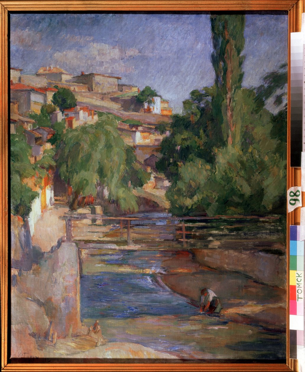 ""Paisaje con puente y río"" Pintura de Osip Emmanuilovich Braz (1872-1936) 1912 Museo Estatal de Arte, Tomsk de Osip Emmanuilovich Braz