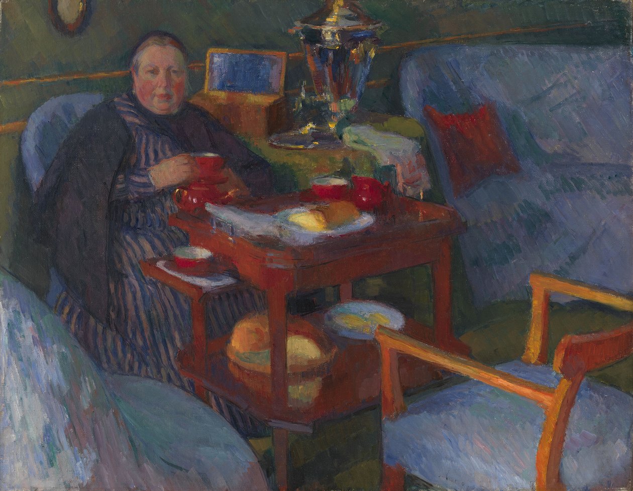 Mujer bebiendo té de Osip Emmanuilovich Braz