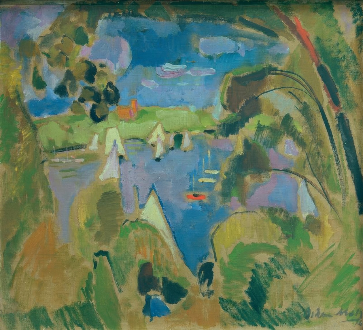 Vista al Havel gran ventana, Berlín de Oskar Moll