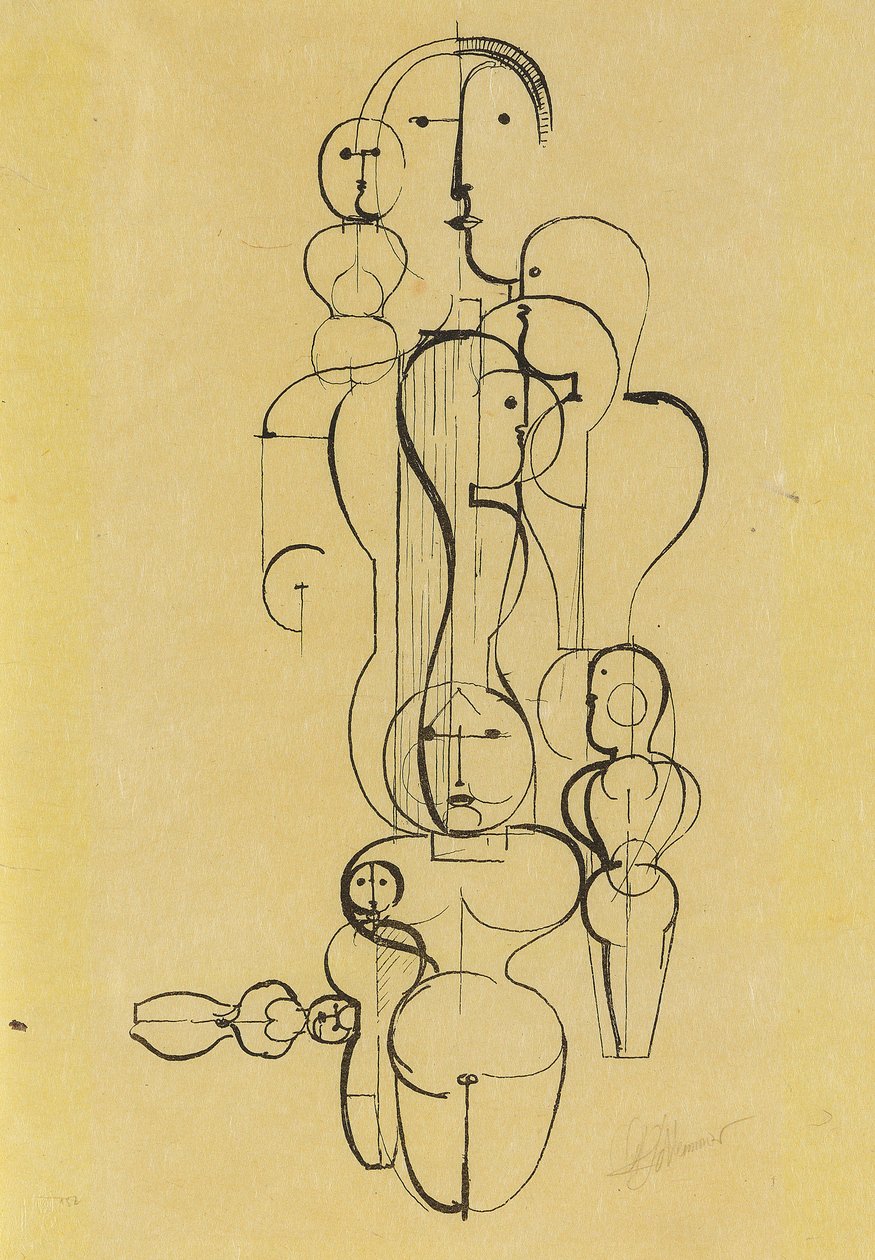 Grupo Concéntrico: Plan de Figura K1, 1922 de Oskar Schlemmer