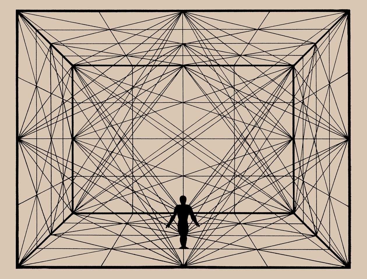 Figura en el espacio con geometría plana y delineaciones espaciales de Oskar Schlemmer