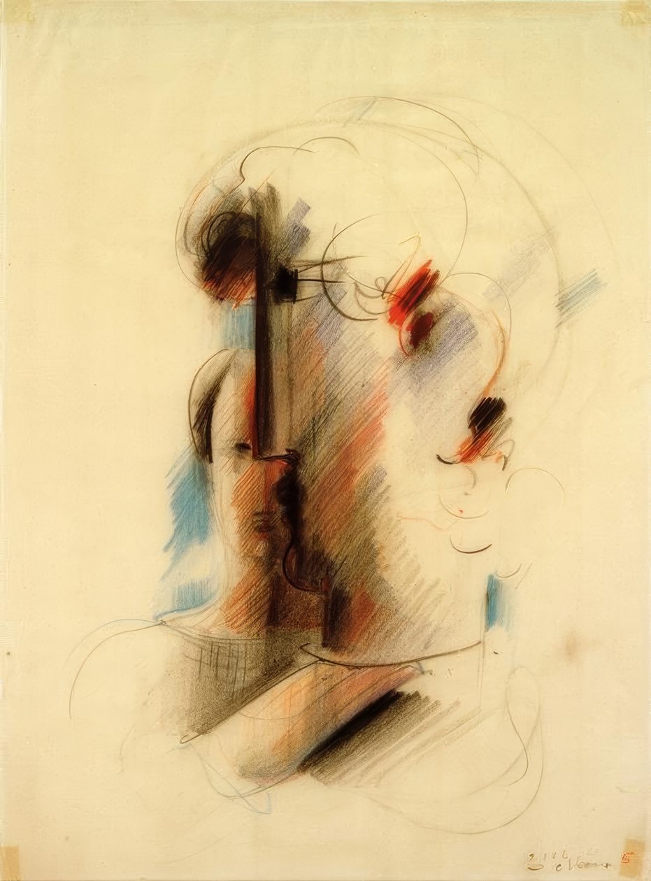 Cabeza grande hacia la izquierda y cabeza pequeña de Oskar Schlemmer