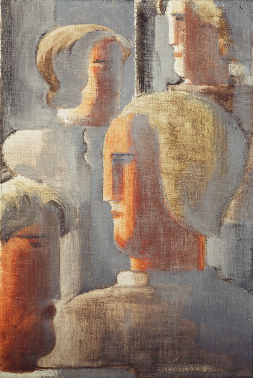 Grupo de Cuatro Cabezas Gris Azul, Folkwang-Estudio III de Oskar Schlemmer