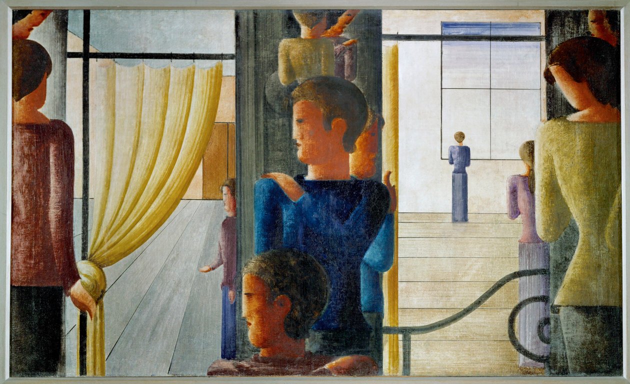 Grupo de doce con interior (pintura sobre lienzo) de Oskar Schlemmer