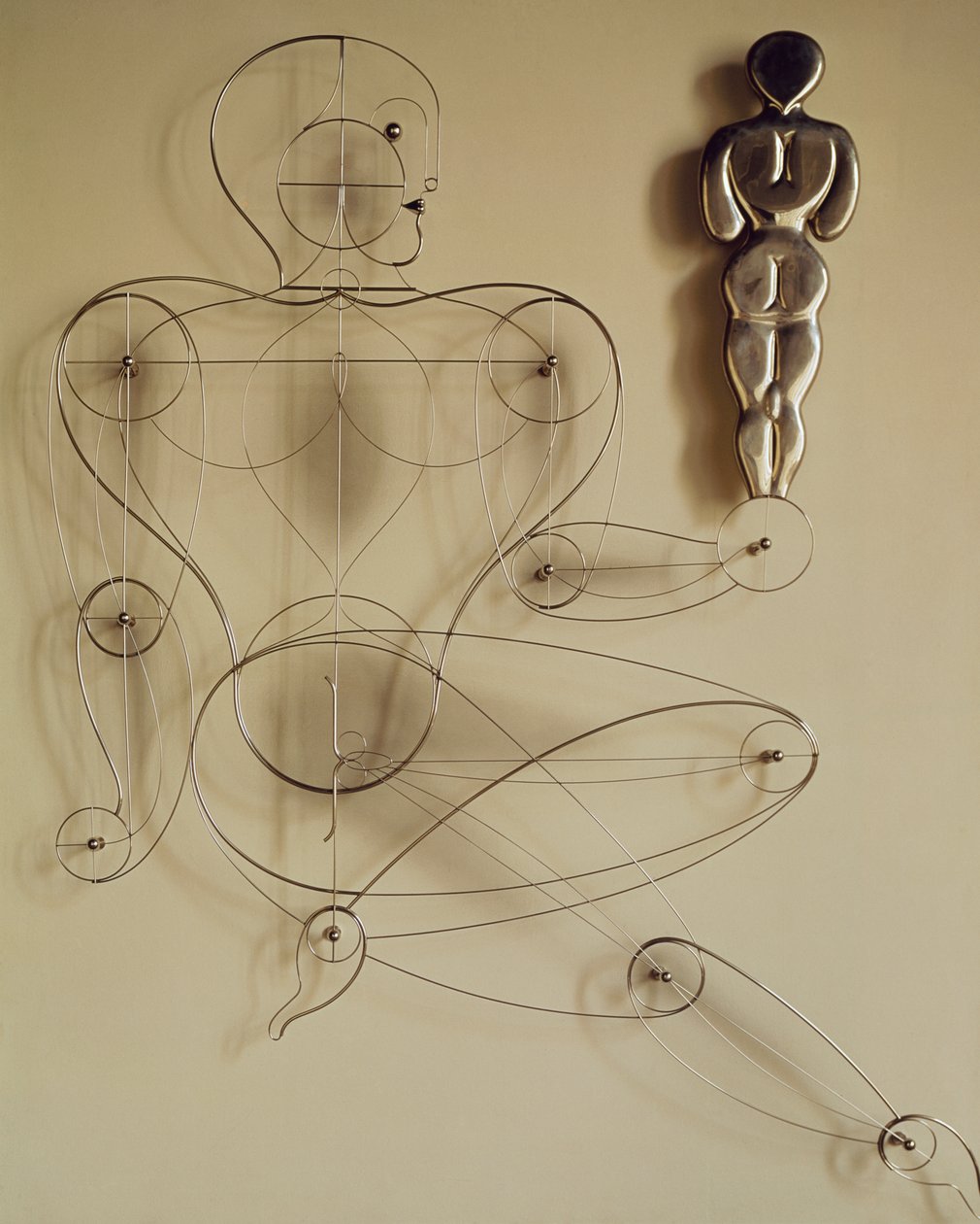 Homo, figura de alambre con figura trasera en la mano de Oskar Schlemmer