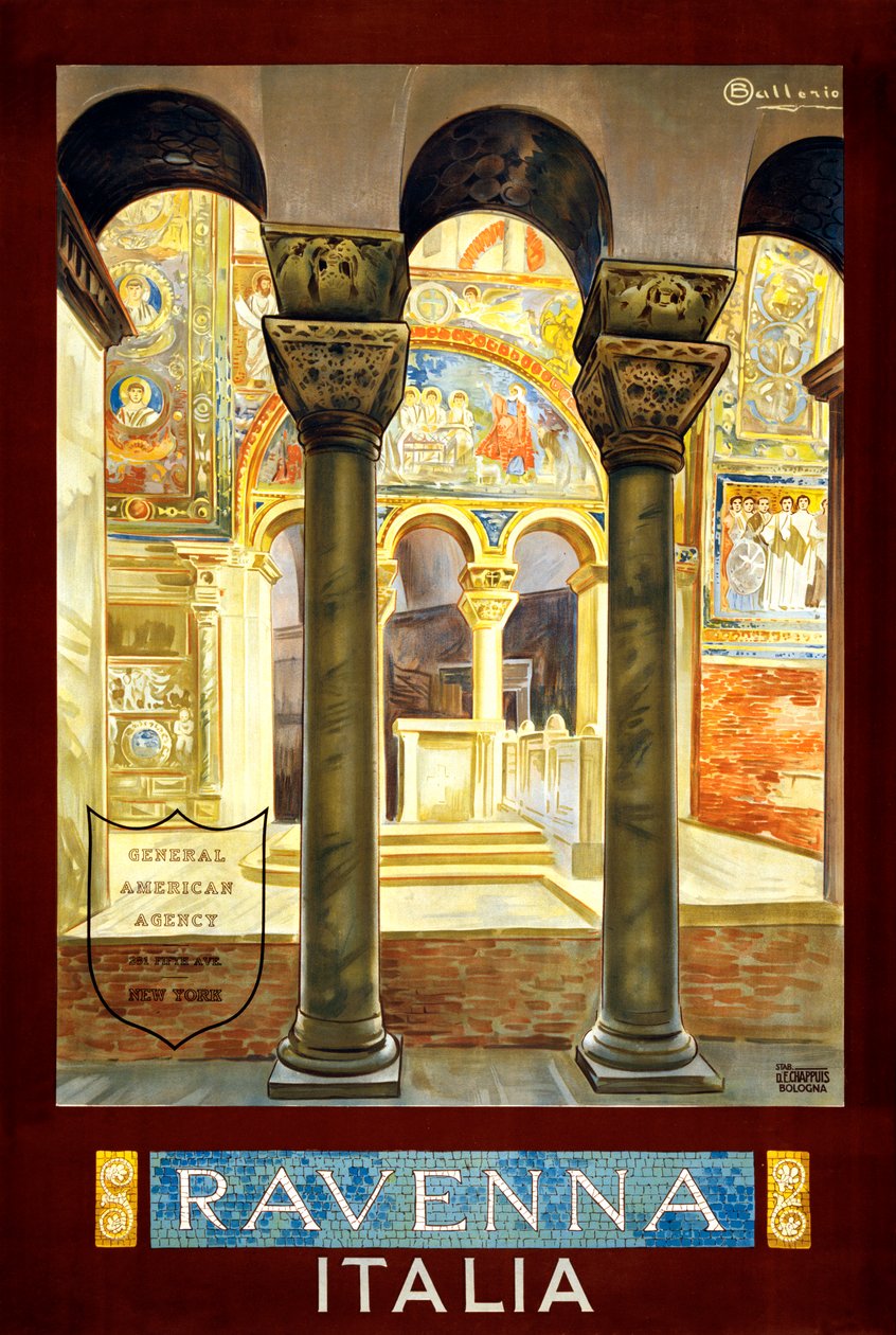 Póster de viaje de Rávena, c.1925 de Osvaldo Ballerio