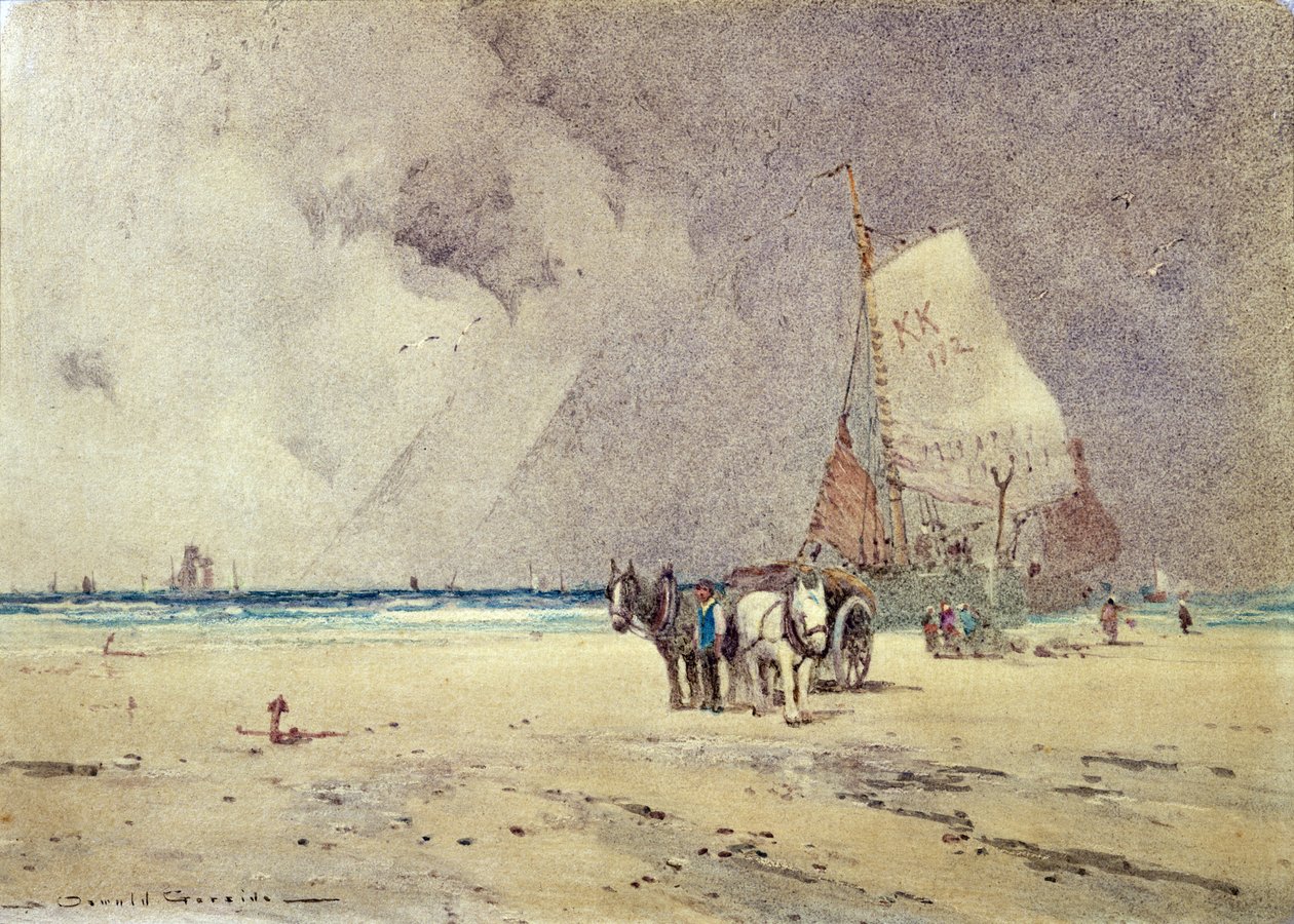 Escena de playa en invierno de Oswald Garside