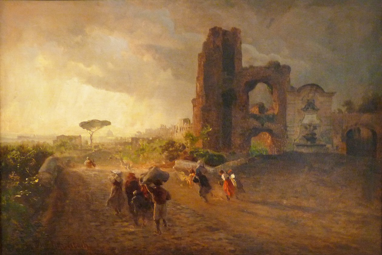 Francés: Paysage romain Paisaje romano de Oswald Achenbach