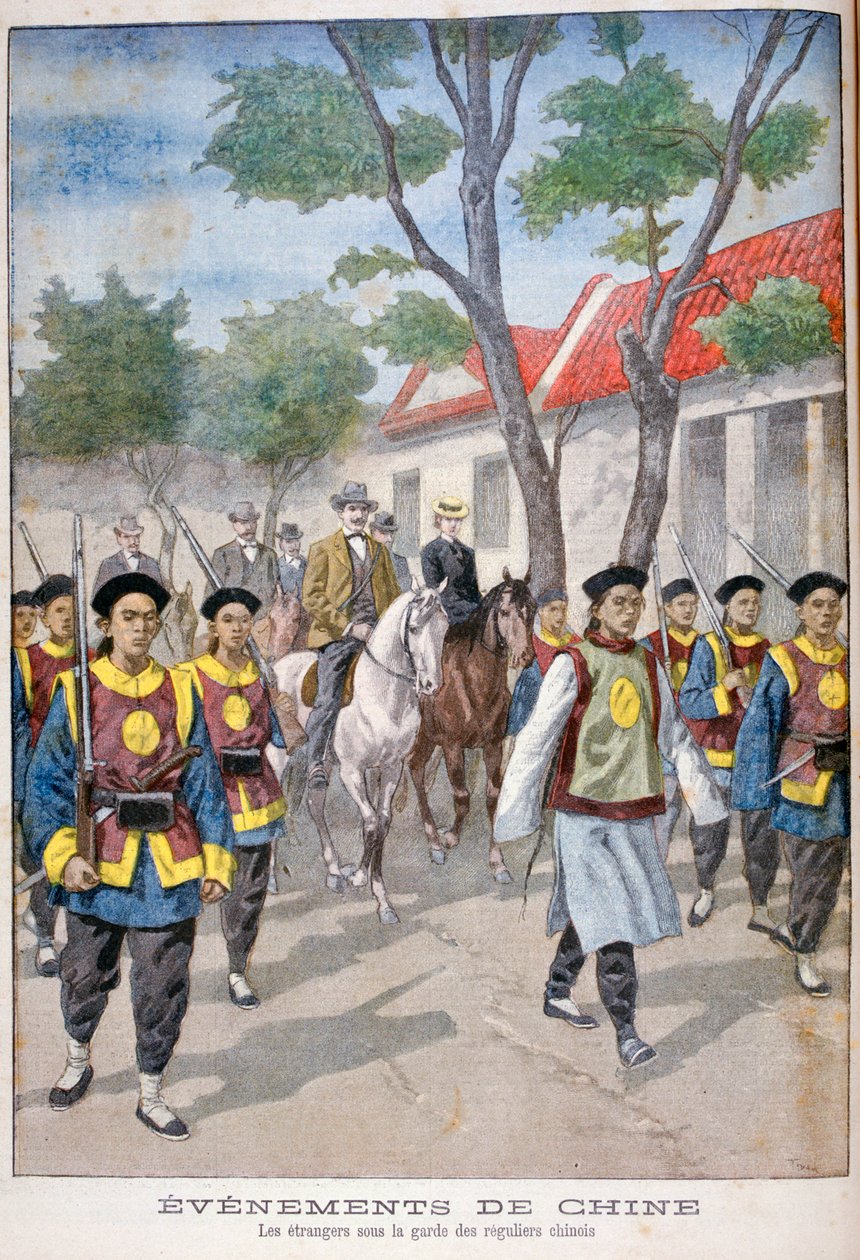 Un extranjero bajo la guardia del ejército regular chino, China de Oswaldo Tofani