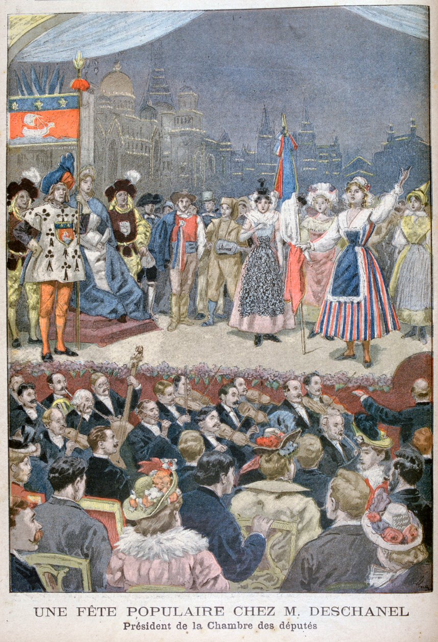 Fiesta popular con Paul Deschanel, Presidente de Francia, 1900 de Oswaldo Tofani