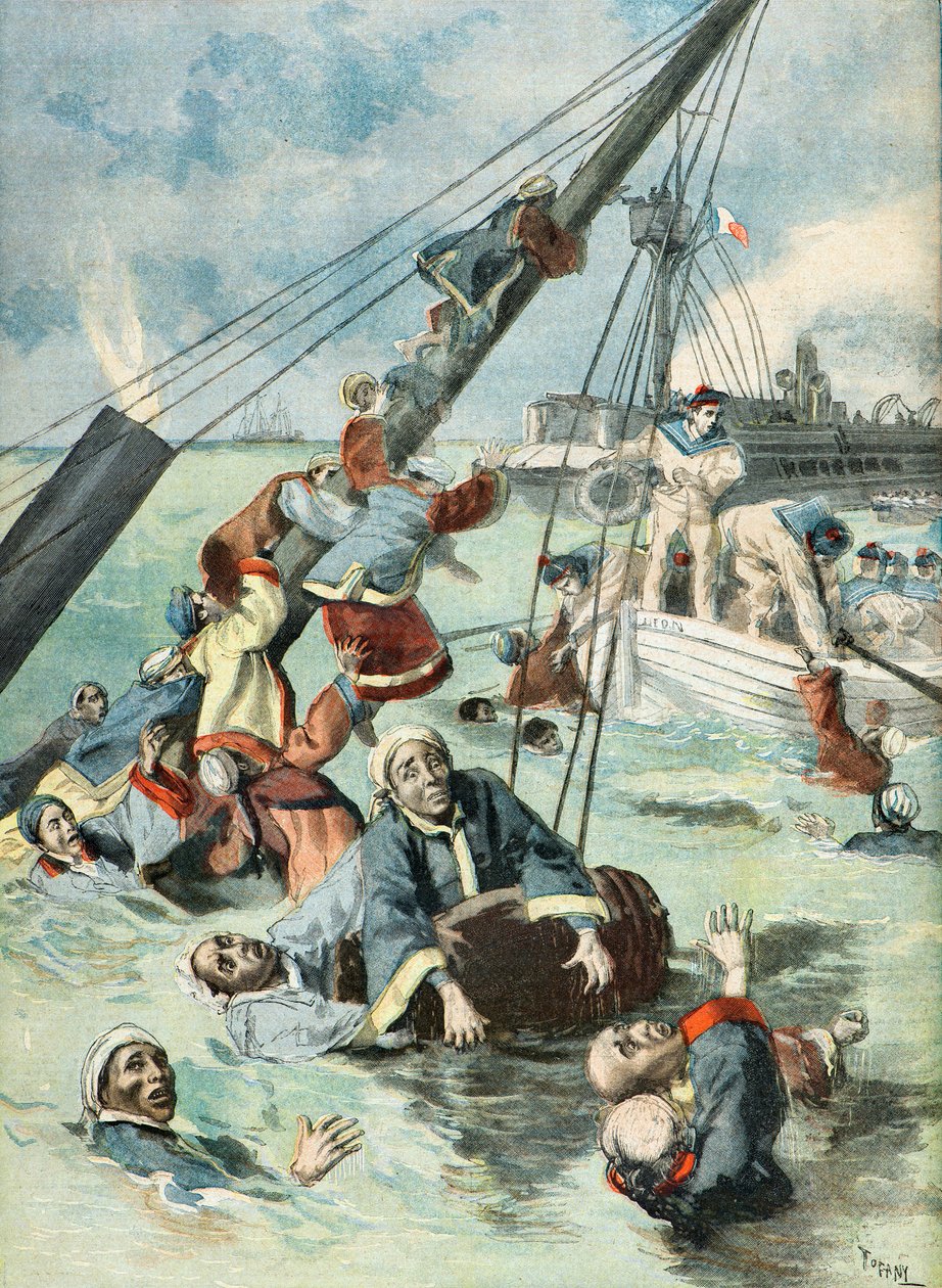 Marineros franceses salvan a soldados chinos de morir ahogados de Oswaldo Tofani
