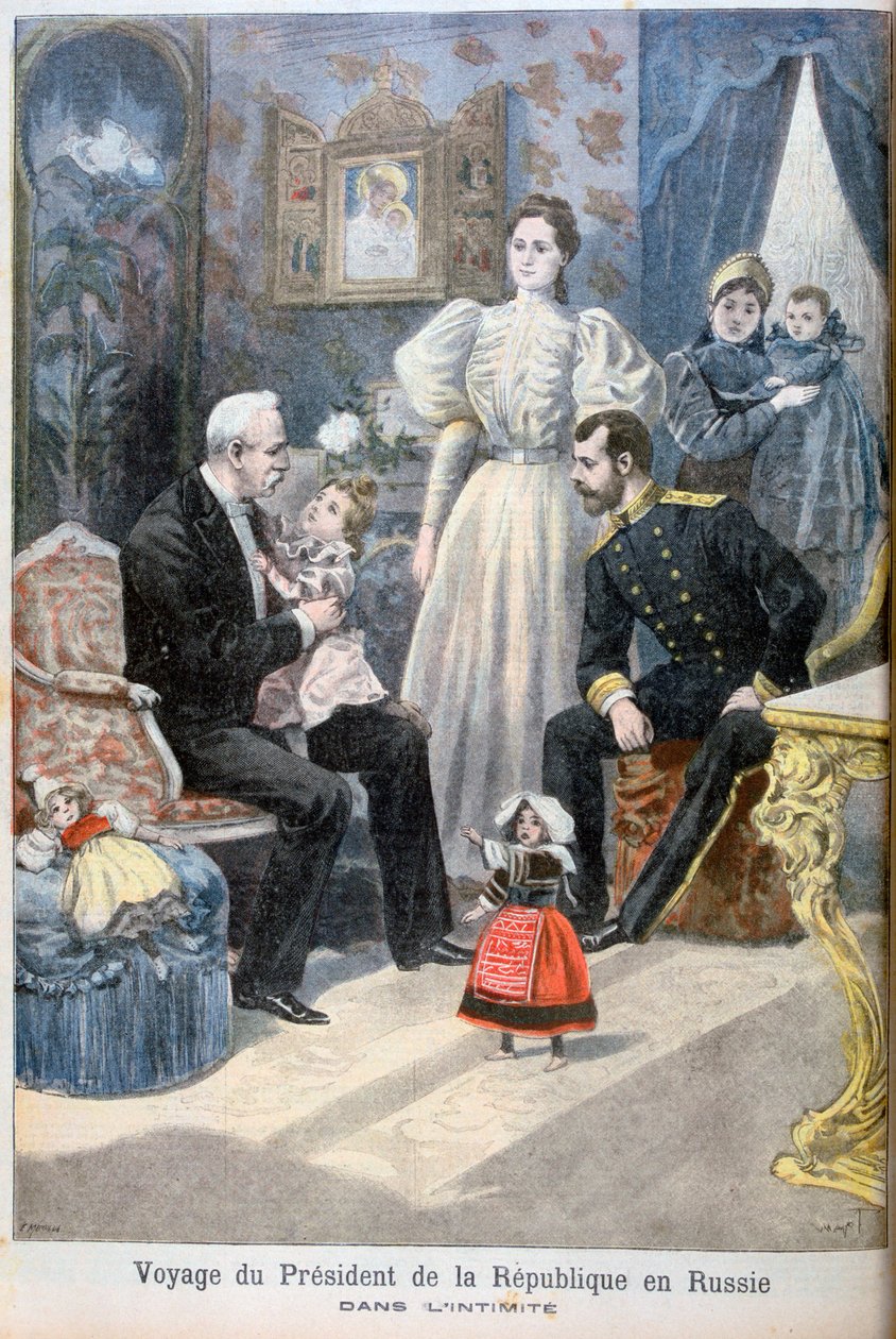 El zar Nicolás II de Rusia y Félix Faure, presidente de la República Francesa, 1897 de Oswaldo Tofani