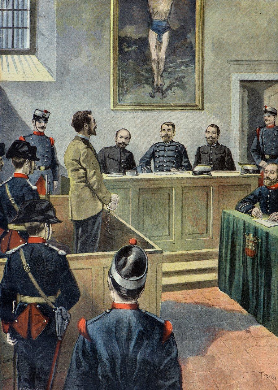el anarquista Michele Angiolillo ante el consejo de guerra de Oswaldo Tofani