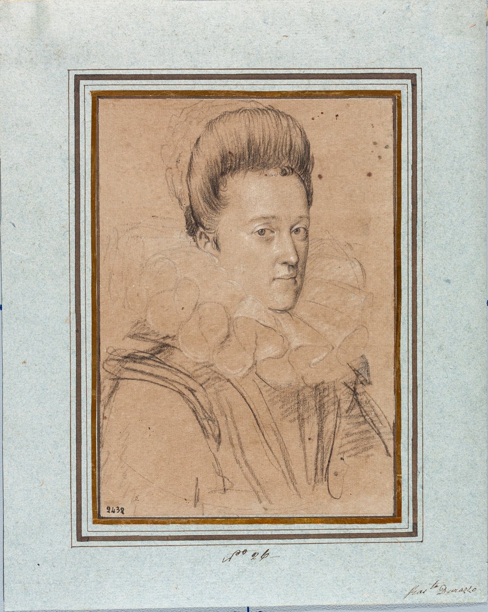 Retrato de Eleonora de Medici (1567-1611), esposa de Vincenzo I Gonzaga, Duque de Mantua (1562-1612). Dibujo de Ottavio Leoni (1578-1630) Génova, Musei di Strada Nuova, inv 2432 de Ottavio Mario Leoni