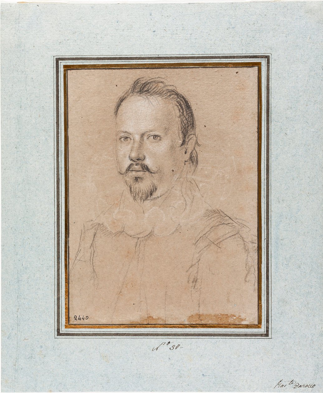 Retrato de Vicente I de Gonzaga, Duque de Mantua (1562-1612) Dibujo de Ottavio Leoni (1578-1630) Génova, Musei di Strada Nuova, inv 2440 de Ottavio Mario Leoni