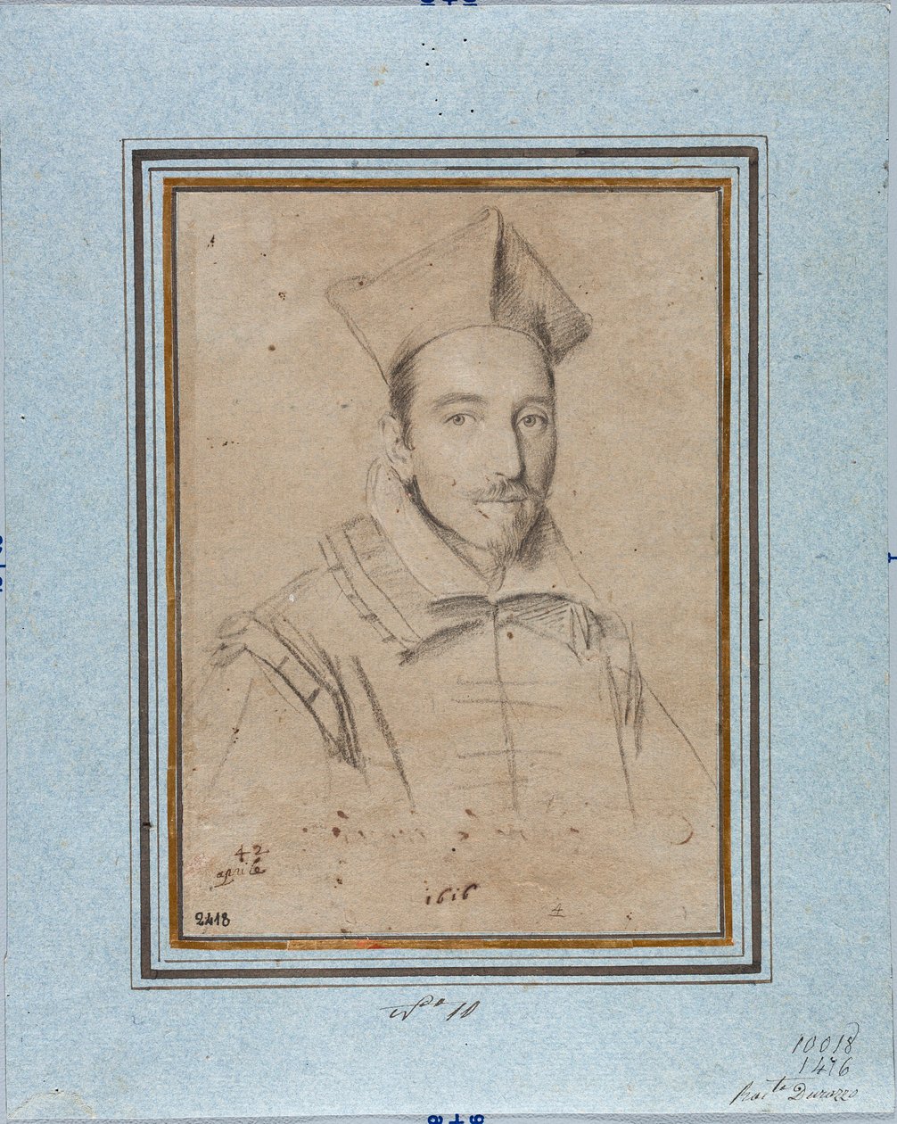 Retrato de prelado probablemente el Cardenal Francesco Maria Bourbon Del Monte Santa Maria (1549-1627). Dibujo de Ottavio Leoni (1578-1630) 1616. Génova, Musei di Strada Nuova, Fondo Disegni, inv 2418 de Ottavio Mario Leoni