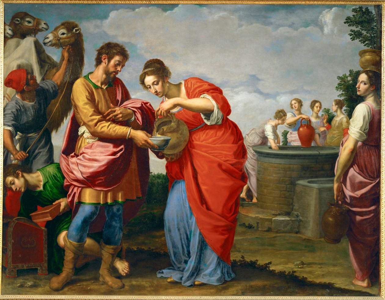 Rebeca y Eliezer en el pozo (pintura sobre lienzo) de Ottavio Vannini