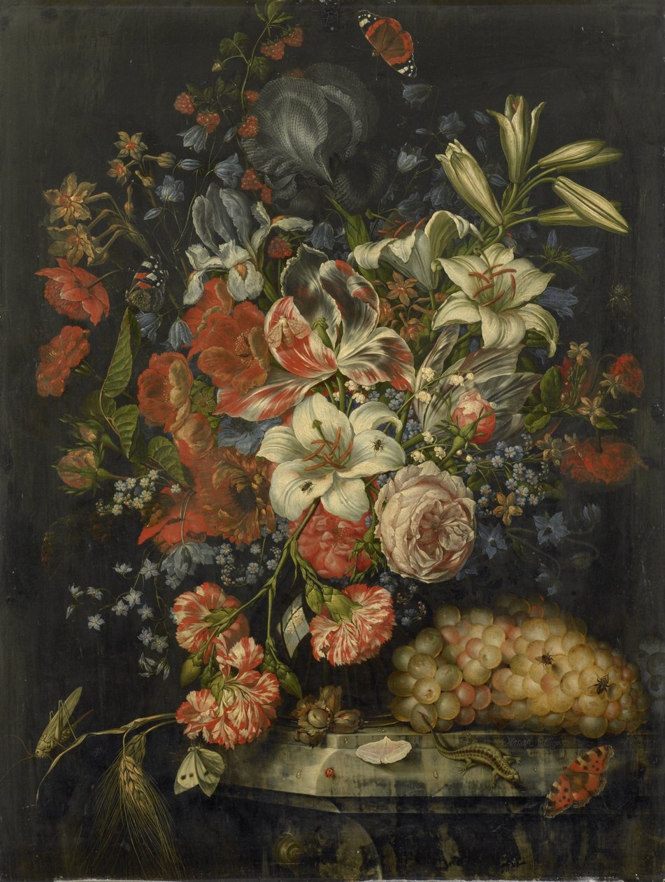 Bodegón con flores y frutas de Ottmar Elliger (I)