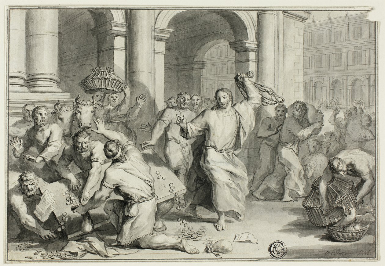 Cristo expulsa a los cambistas del Templo de Ottmar Elliger the Younger