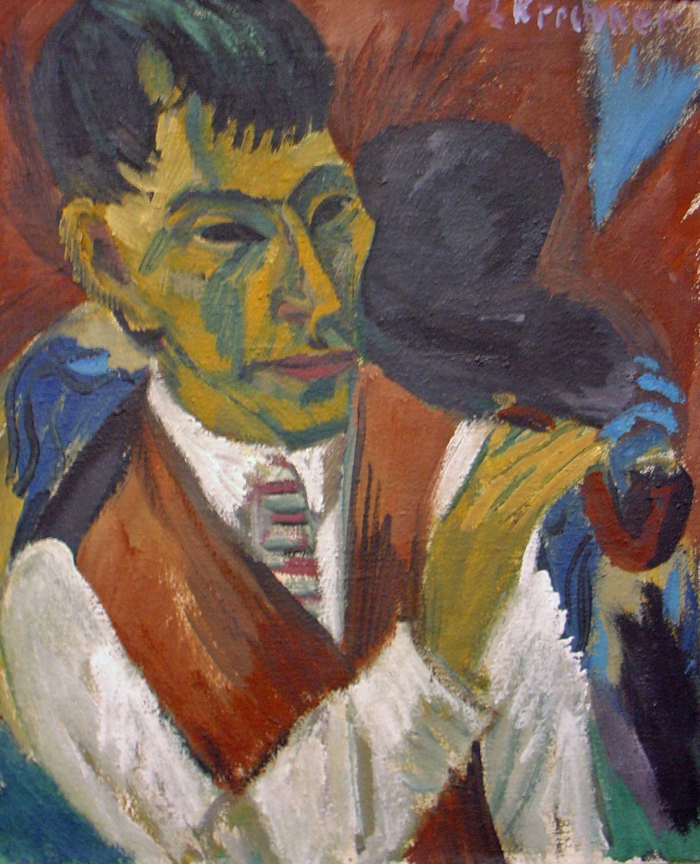 Retrato de Otto Mueller con pipa de Otto Mueller