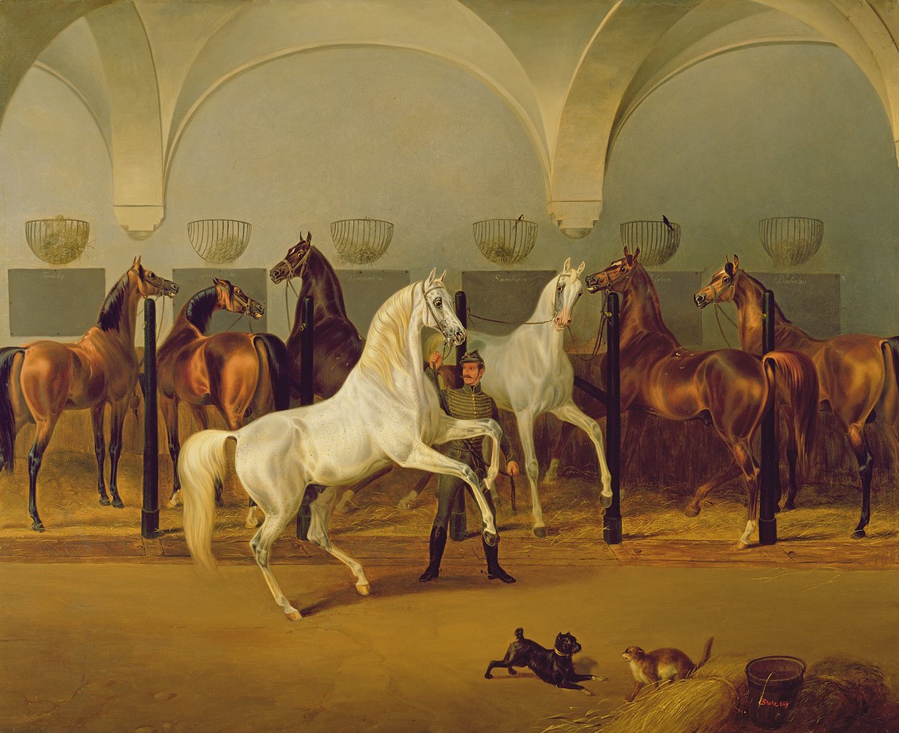 Los Establos en Babolna, 1849 de Otto Stotz