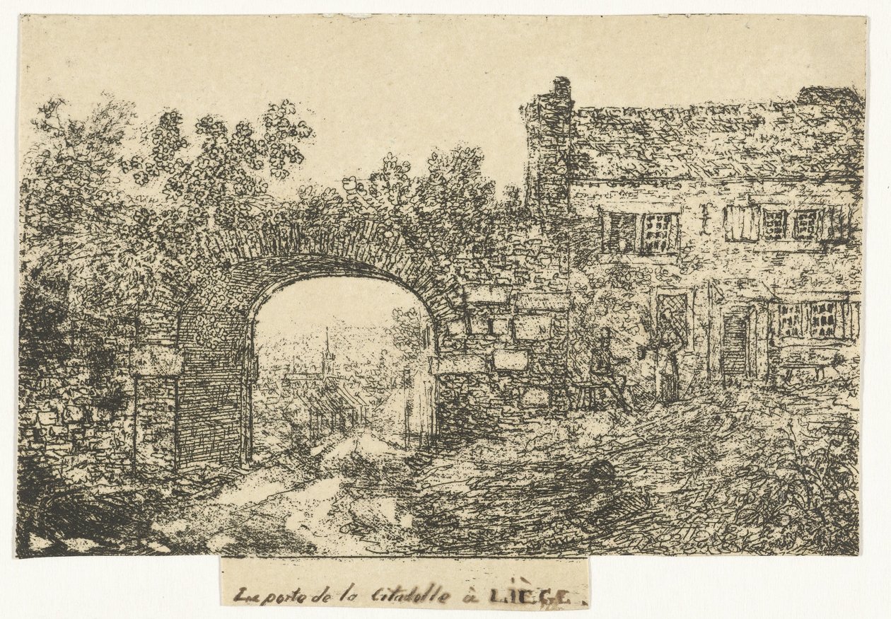 Citadelpoort te Luik La puerta de la Ciudadela de Lieja (título sobre el objeto) de Otto Baron Howen