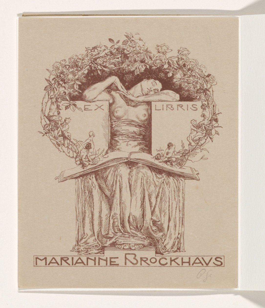 Ex-libris de Marianne Brockhaus de Otto Greiner (signed by artist)