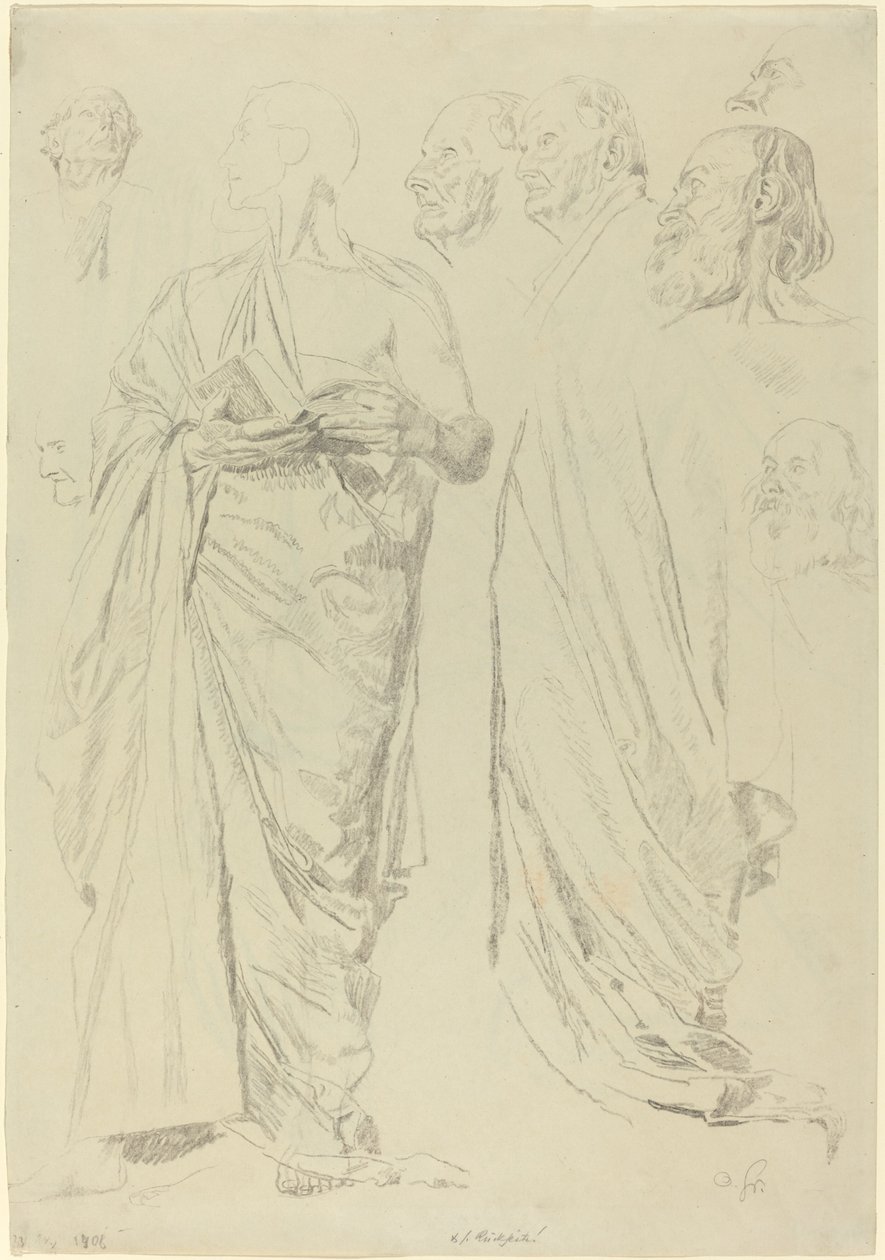 Estudios de hombres en togas [recto] de Otto Greiner