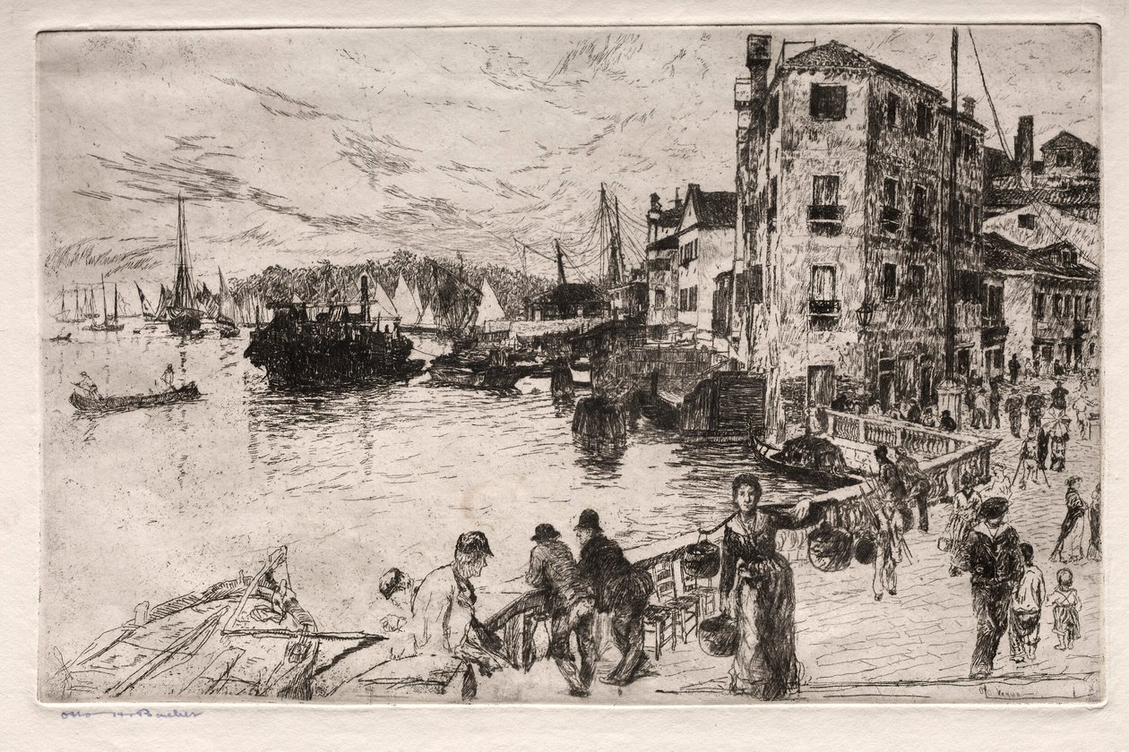 Grabados de Venecia: Cuartos de Castello, Riva, siglo XIX. de Otto H. Bacher