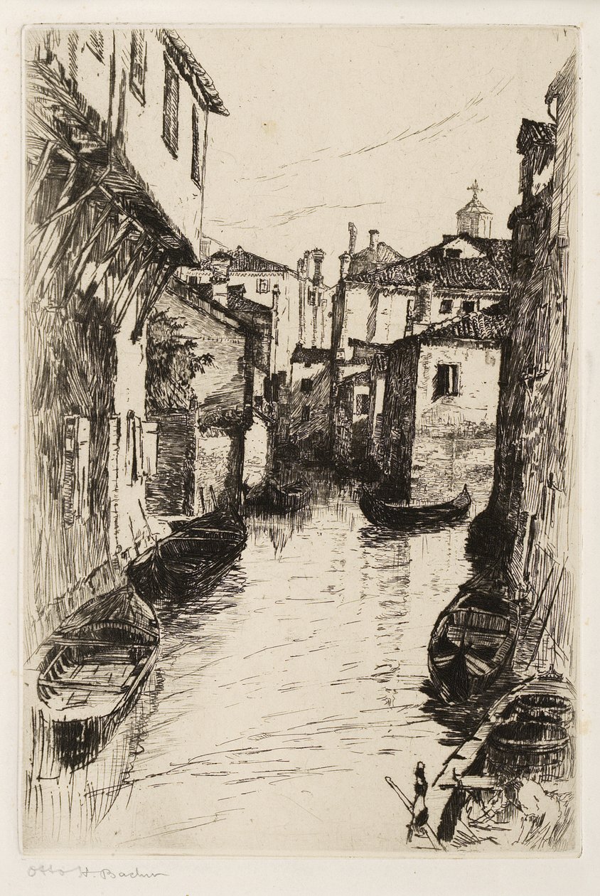 Un canal en Venecia, c.1880-82 de Otto Henry Bacher