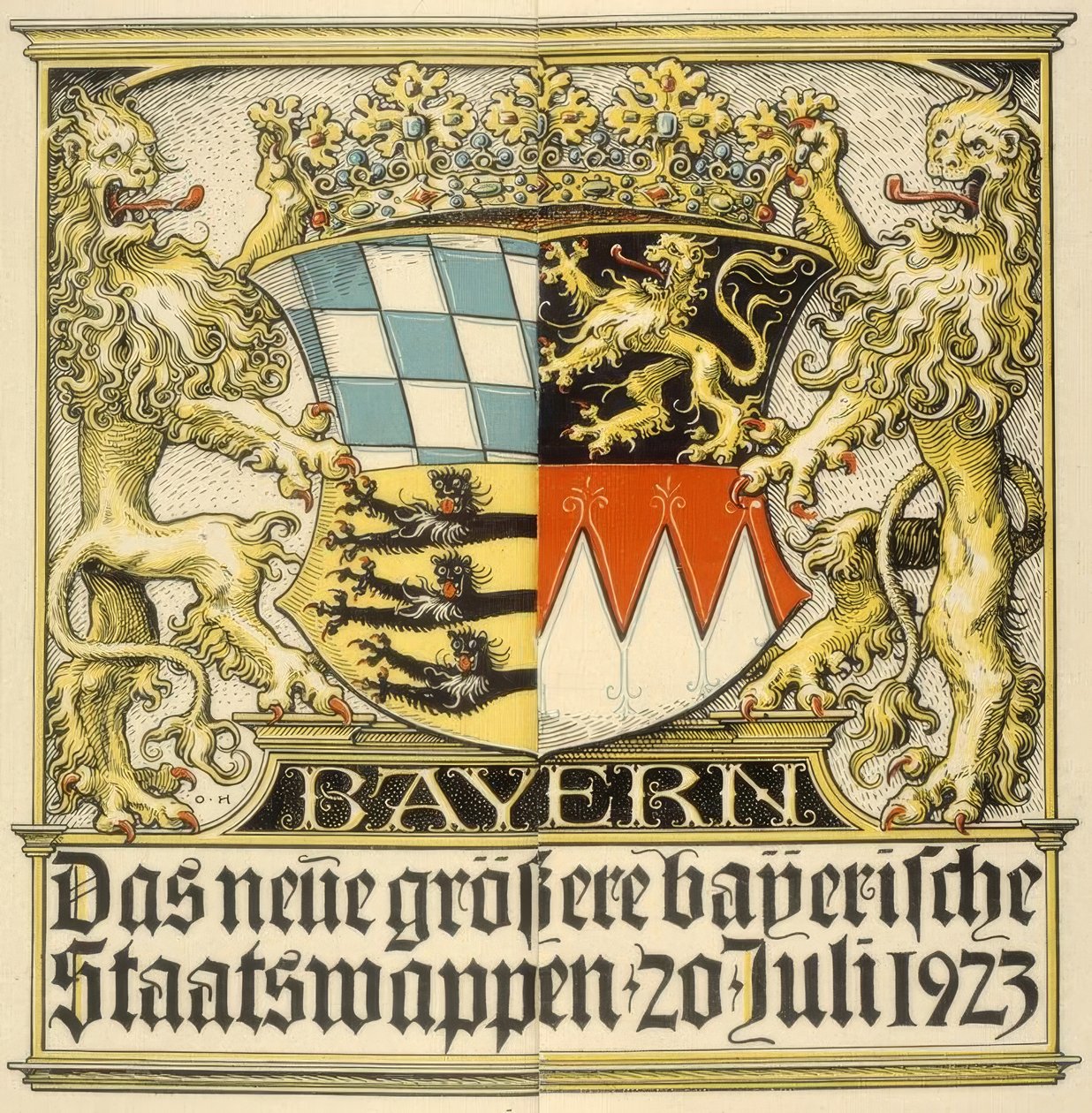 El nuevo escudo de armas bávaro más grande, 20 de julio de 1923 de Otto Hupp