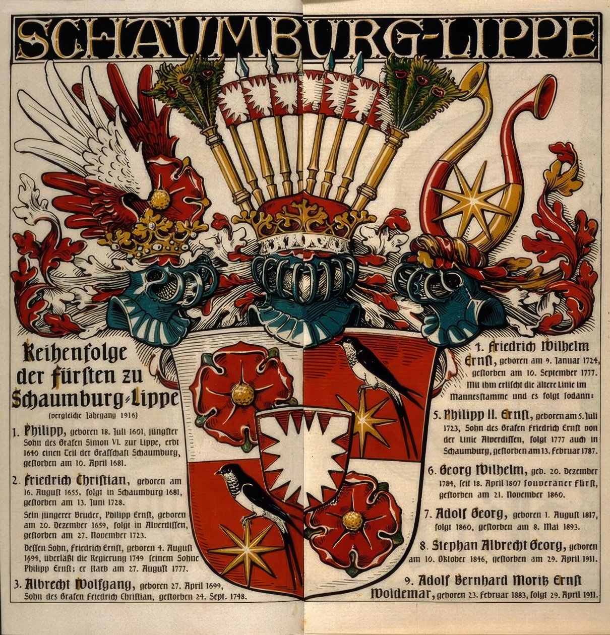 Schaumburg-Lippe. Serie de los príncipes de Schaumburg-Lippe de Otto Hupp