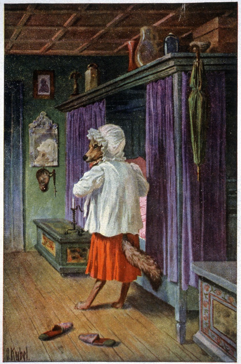 El lobo se disfraza en Grand Mother, c.1910 (postal) de Otto Kubel
