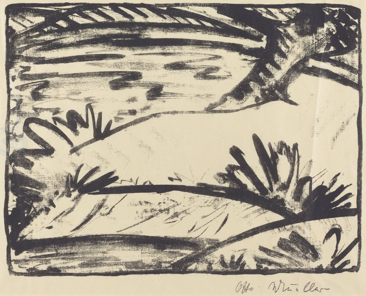 Paisaje con Árbol y Agua de Otto Müller