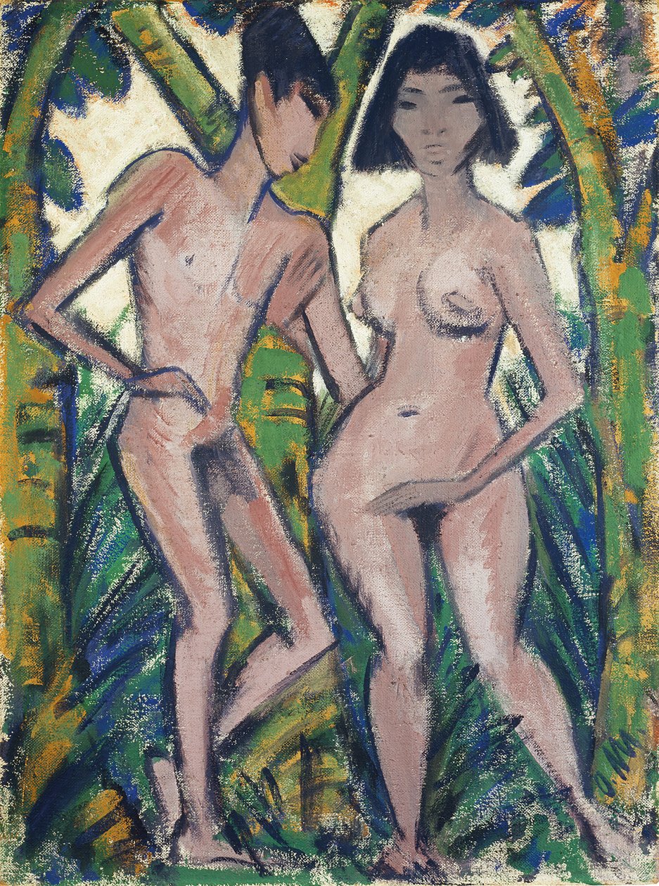 Adán y Eva, c.1913-22 (agua de cal sobre arpillera) de Otto Muller or Mueller
