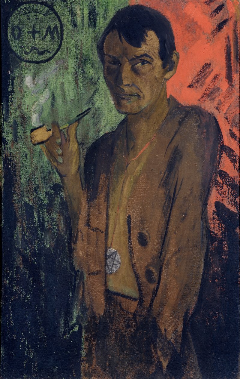 Autorretrato con pentagrama, c.1924 (temple sobre lienzo) de Otto Muller or Mueller