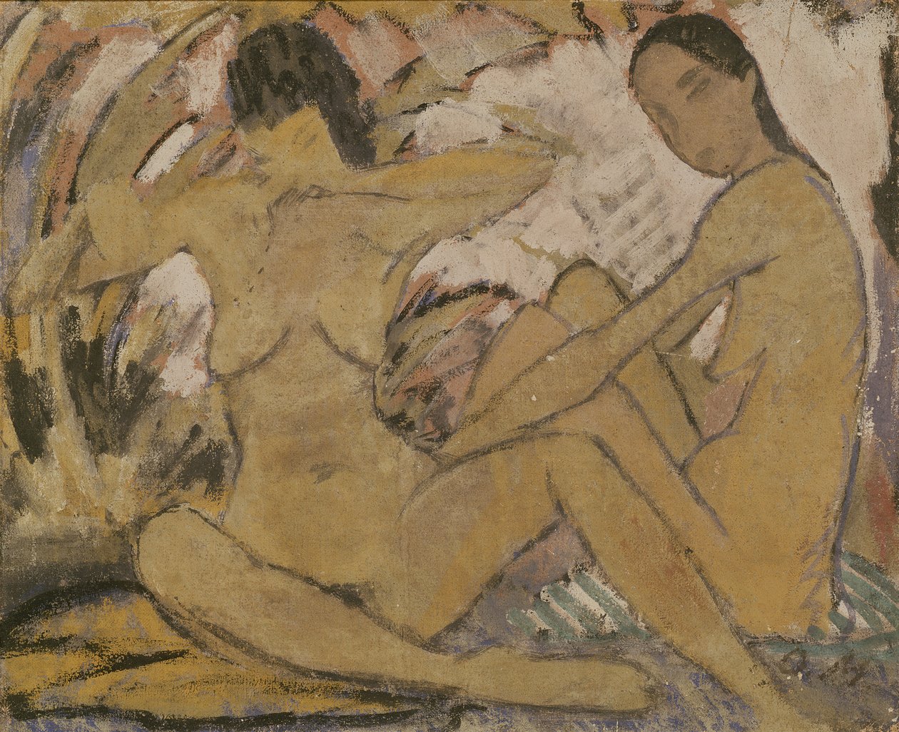 Dos mujeres sentadas, c.1914 de Otto Mueller